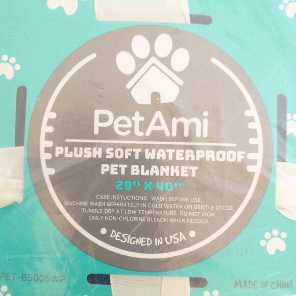 PetAmi Waterproof Pet Blanket 29”x40” Small Medium Blue/White Fleece Reversible - Picture 2 of 7